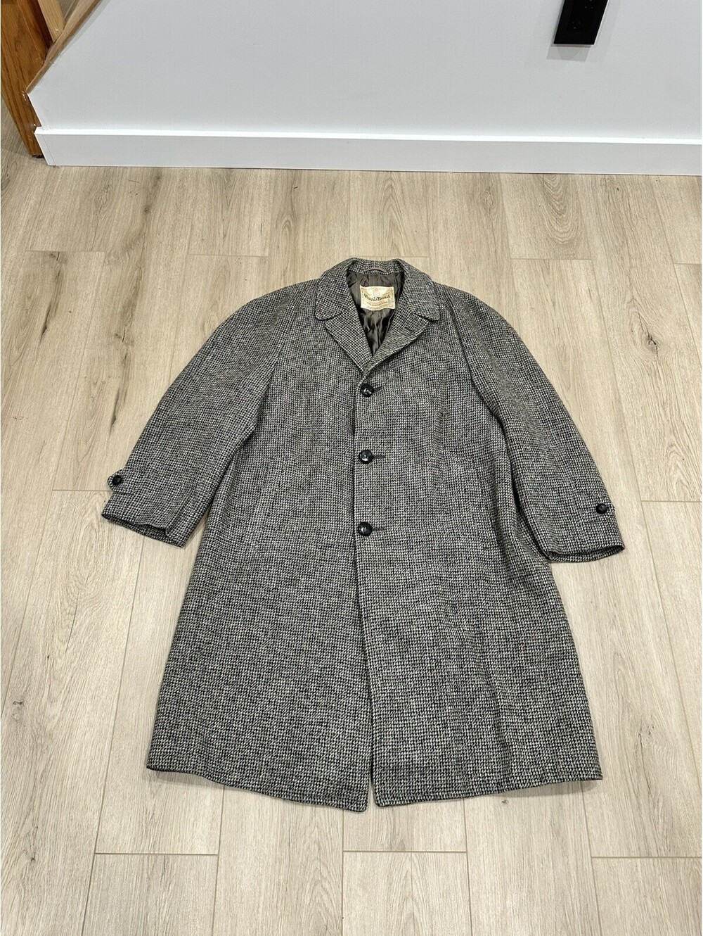 VTG Harris Tweed x Richman Brothers Overcoat Men's 42 Scottish Wool